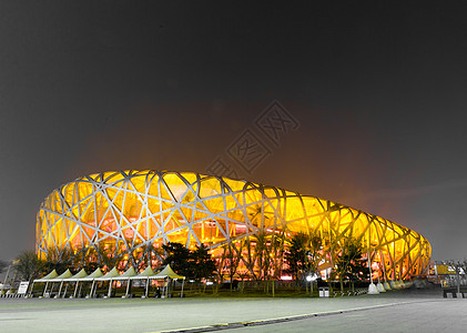 中国鸟巢鸟巢夜景背景