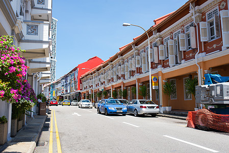 白天街道新加坡牛车水街景背景