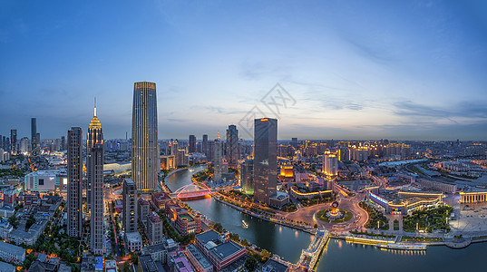 全景城市天津海河全景背景