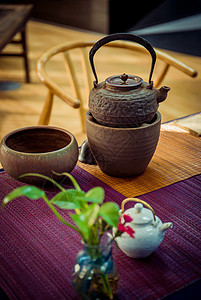 午后茶室茶道茶香高清图片