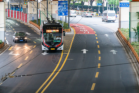 智能公交道路马路公交运输背景