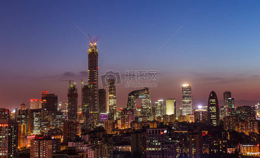 北京CBD国贸夜景图片