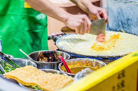 韩国泡菜煎饼制作山东杂粮煎饼背景