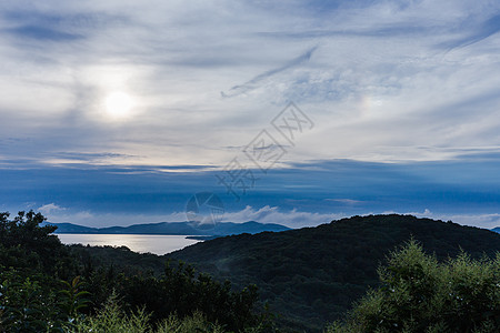 傍晚宝界山林公园蠡湖风景图片素材