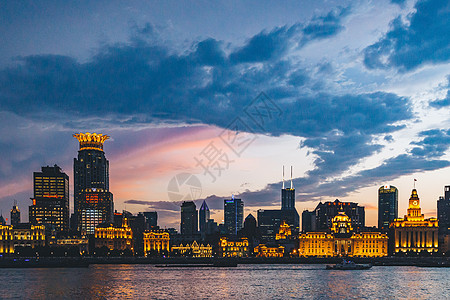 上海建筑夜景城市高楼夜景背景