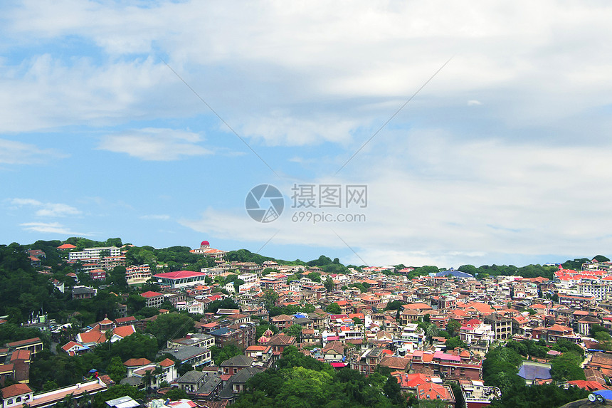 夏天的厦门鼓浪屿的蓝天图片