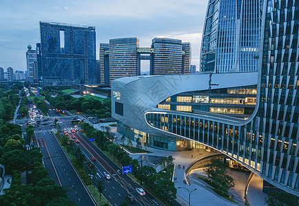 车流光影购物中心外立面背景