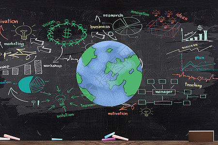 可爱地球商务科技地球灯泡背景设计图片