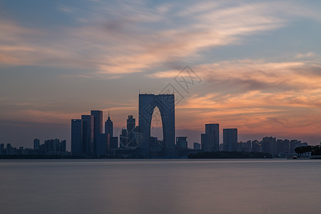 苏州金鸡湖夕阳图片