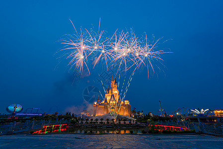 儿童烟花济南欧乐堡夜景背景