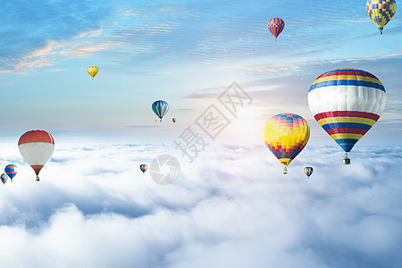 蓝天气球热气球设计图片