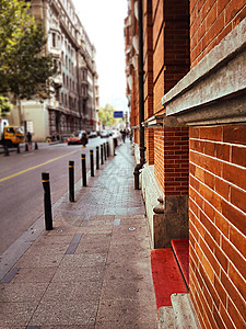 建筑马路老砖墙高清图片