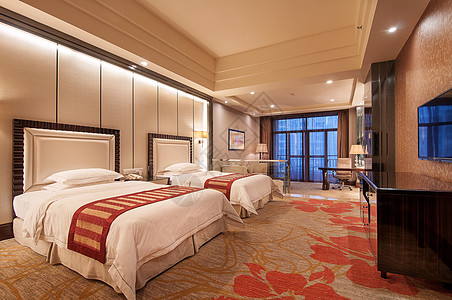 五星级酒店卧室酒店双人间室内设计背景