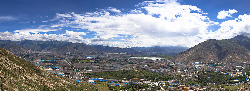 西藏羊西藏拉萨市全景背景
