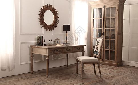 书房桌子木质书房室内设计背景