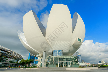 新加坡特色建筑蓝色科技背景