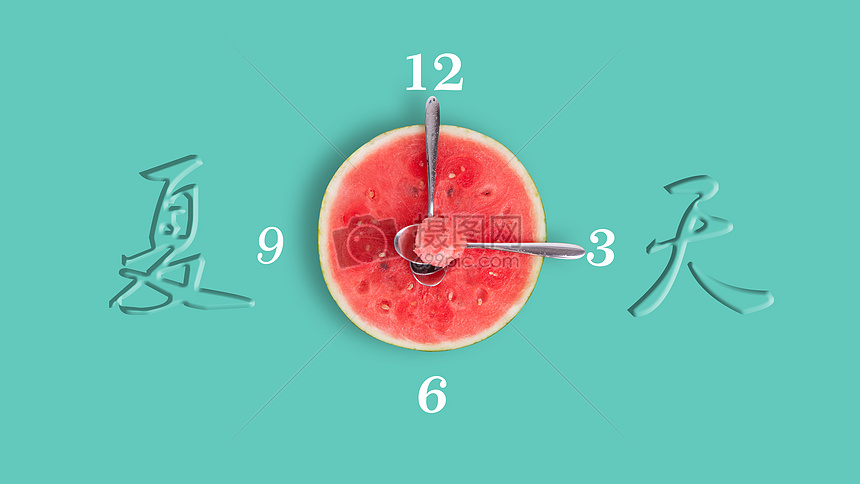 夏天创意西瓜钟表图片
