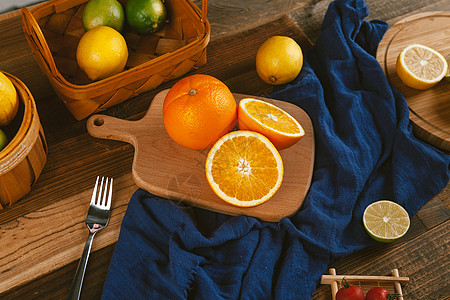 橙子手绘新鲜的水果背景