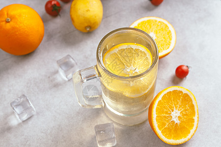 橙子水果冰块冰爽水果冷饮背景