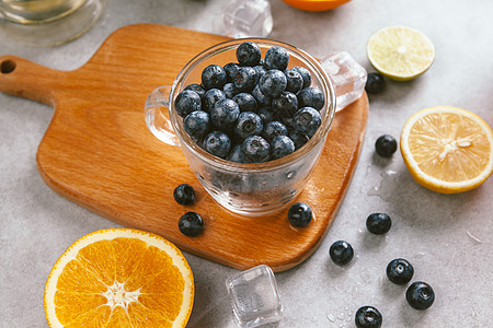 美食油画夏季蓝莓冷饮背景