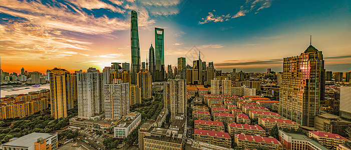 城市街景Pudong Red背景