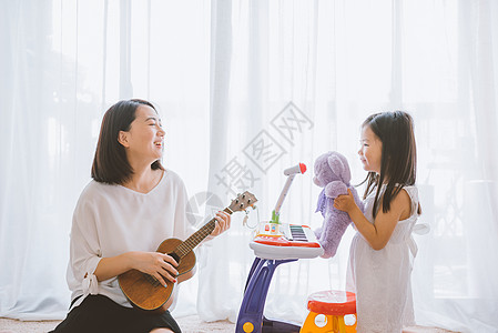 音乐小孩温馨家庭母女亲子游戏背景