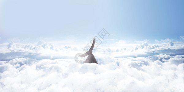天空云种飞翔的鲸鱼大鱼超现实梦幻壁纸图片