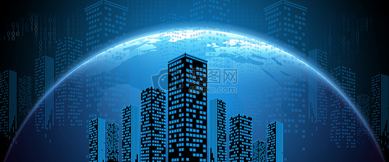 蓝色科技地球城市夜景图片
