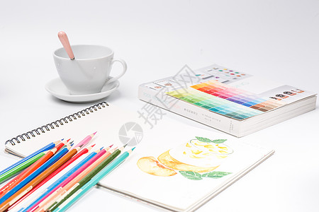 设计画笔画笔与绘画本创意组合背景