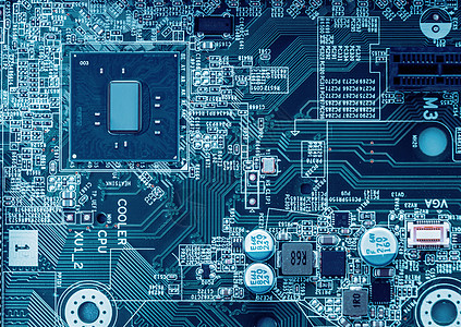 蓝色电子电子芯片科技感概念图背景
