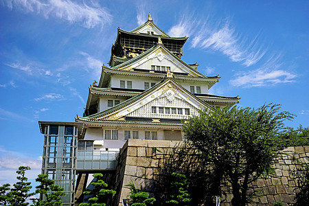 世界著名建筑日本大阪城公园天守阁背景