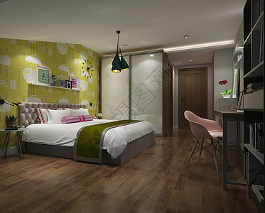 现代简约风卧室室内设计效果图图片