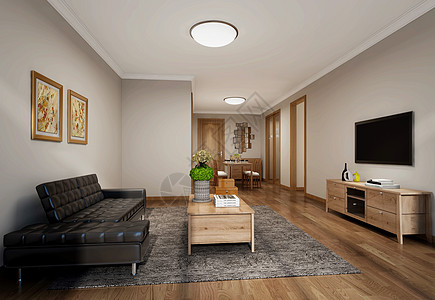 简约电视柜日式客厅室内设计效果图背景