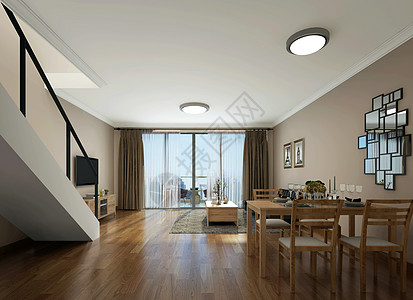 家装楼梯现代简约风客厅室内设计效果图背景