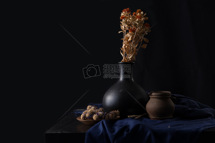 干花花瓶设计背景素材图片