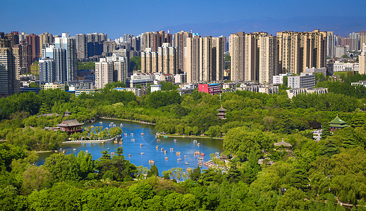 遗爱湖一景西安兴庆宫背景