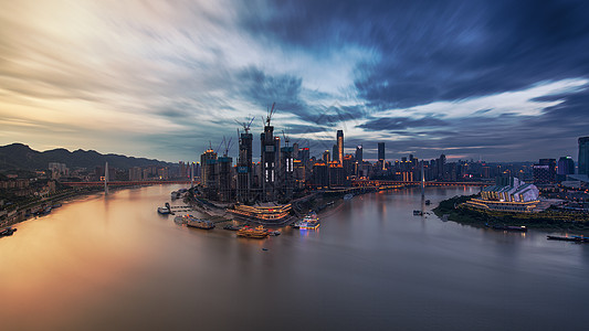 码头夜景重庆朝天门时间切片背景