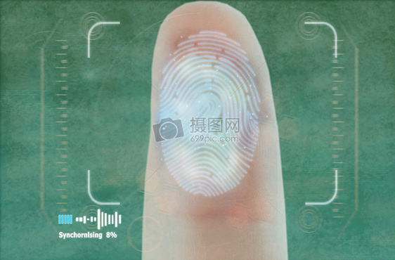 绿色背景指纹识别科技感图片