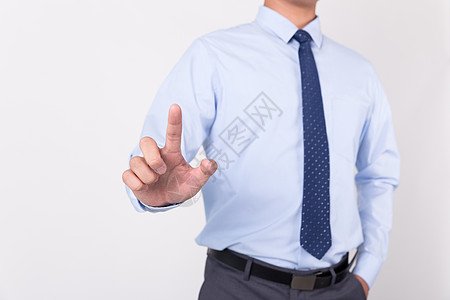 科技感手指商务男士单手指点击触屏动作手势背景