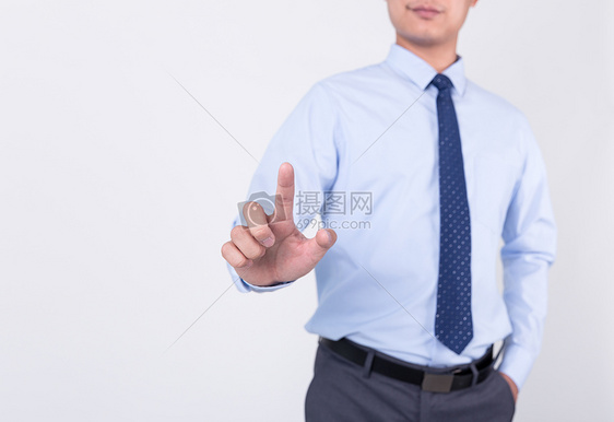 商务男士单手指点击触屏动作手势图片