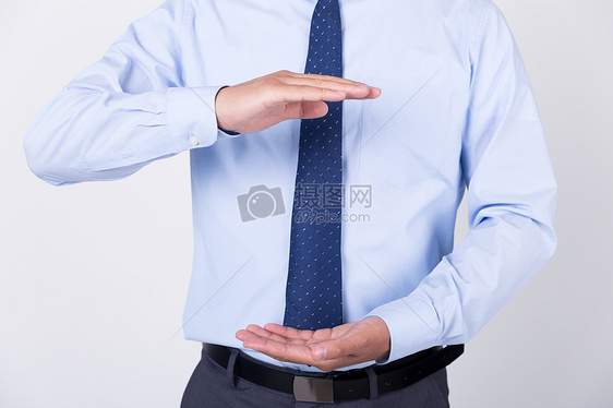 商务男士双手开掌合掌手势动作