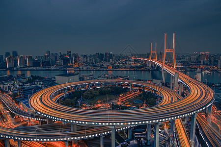 黄昏马路南浦大桥背景