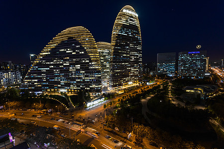 北京望京绿地中心俯瞰望京soho夜景美色图片