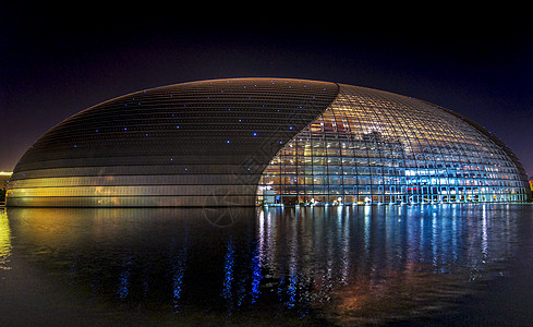 中国国家大剧院夜景北京国家大剧院背景