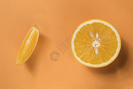 纯背景橙子静物清爽高清图片素材