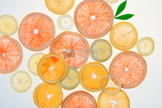透光水果切面红柚橙子图片