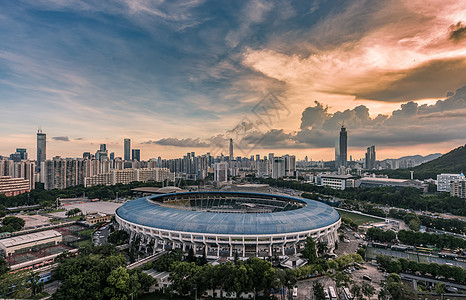 深圳平安晚霞映城背景