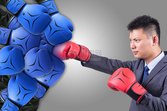 商务人士与拳击概念背景图图片