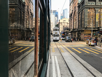 香港街拍香港街头电车背景