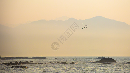 海上第一名山海岸风光背景背景